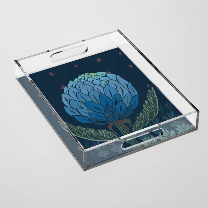 Artichoke dark blue Acrylic Tray Gallery Image 1