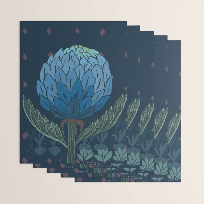 Artichoke dark blue Wrapping Paper Gallery Image 3