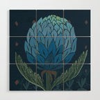 Artichoke dark blue Wood Wall Art Gallery Image 1