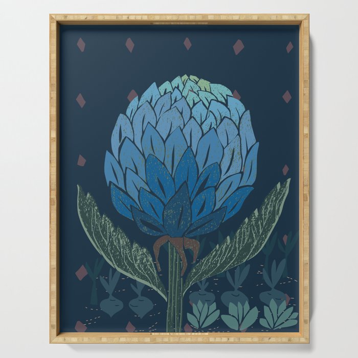 Artichoke dark blue Serving Tray Gallery Image 1