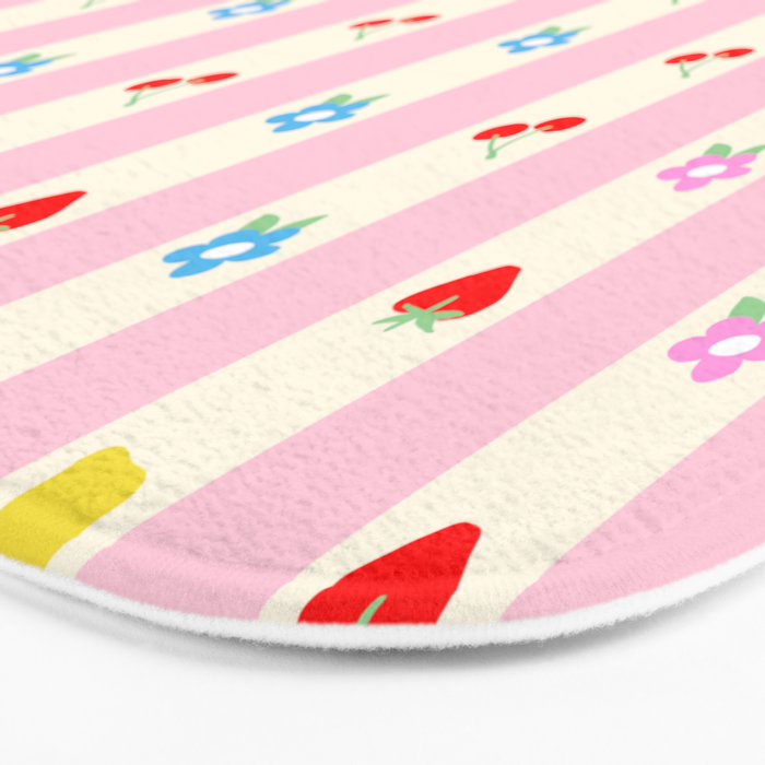 The cutest preppy fruity stripe pattern for Summer Bath Mat Gallery Image 3