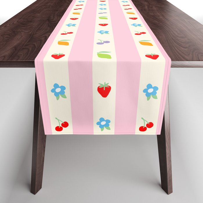 The cutest preppy fruity stripe pattern for Summer Table Runner Gallery Image 1