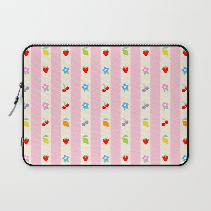 The cutest preppy fruity stripe pattern for Summer Laptop Sleeve Gallery Image 1