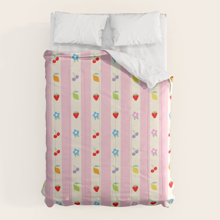 The cutest preppy fruity stripe pattern for Summer Comforter Gallery Image 6