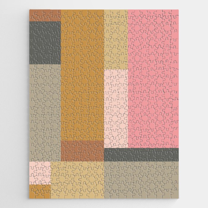 Color Block | Sage Green and Rose Pink Jigsaw Puzzle Gallery Image 1