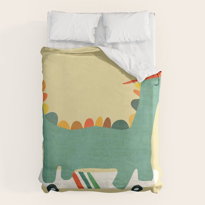Dinosaur on retro skateboard Duvet Cover Gallery Image 6