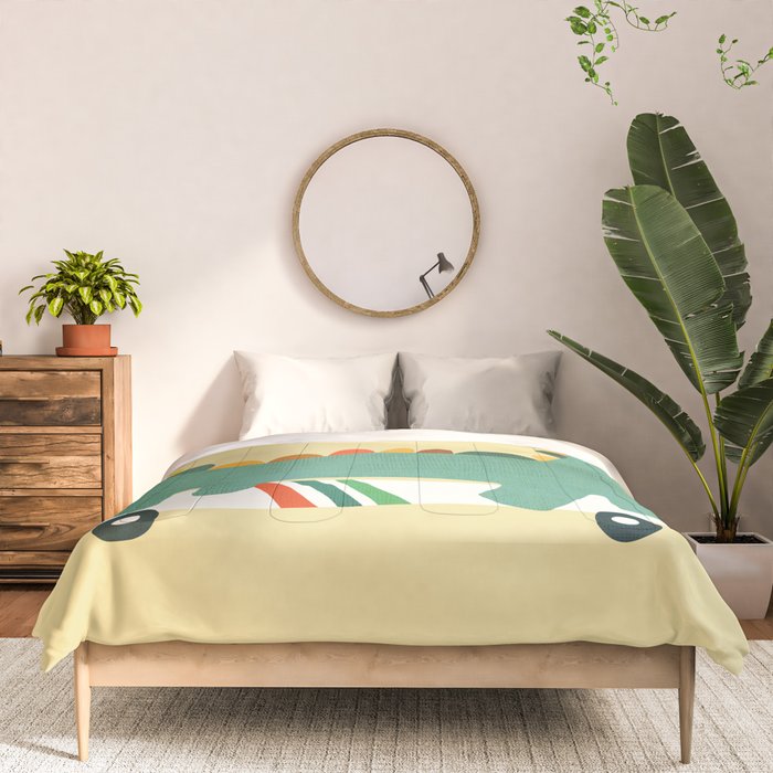Dinosaur on retro skateboard Comforter Gallery Image 3