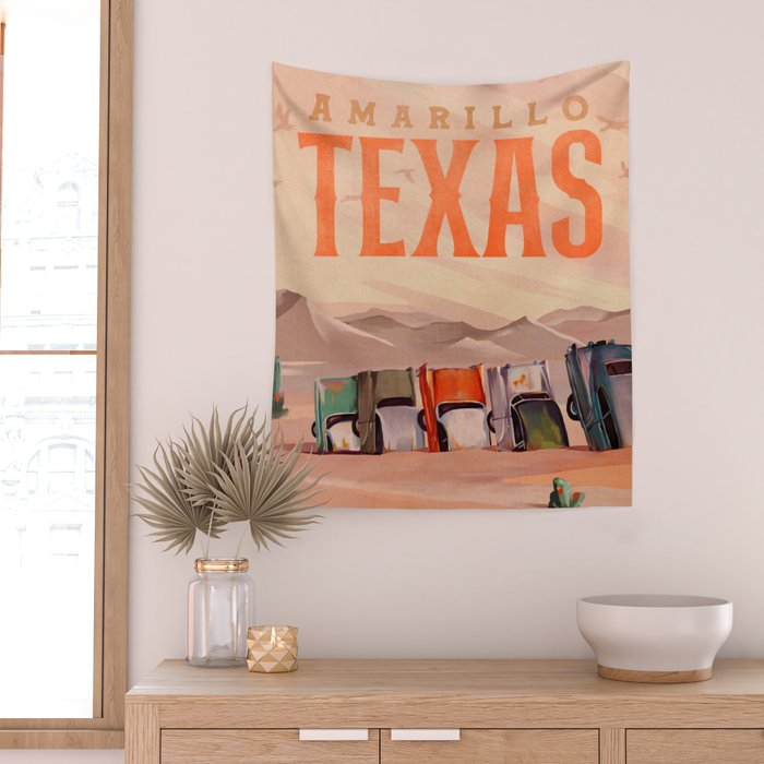 Amarillo, Texas Vintage Travel Art Wall Tapestry Gallery Image 2