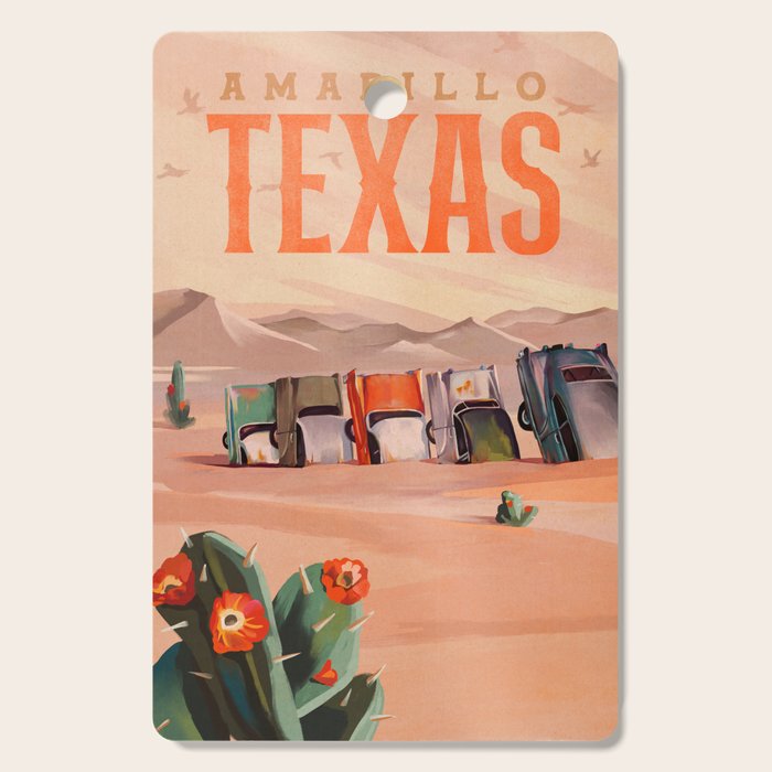 Amarillo, Texas Vintage Travel Art Cutting Board Gallery Image 1