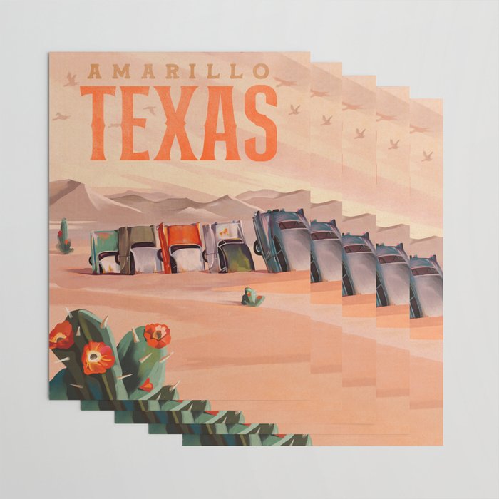 Amarillo, Texas Vintage Travel Art Wrapping Paper Gallery Image 3