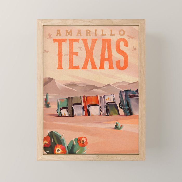 Amarillo, Texas Vintage Travel Art Mini Art Print Gallery Image 1