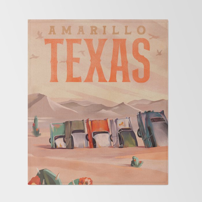 Amarillo, Texas Vintage Travel Art Throw Blanket Gallery Image 2