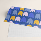 Rows of Tulips in Bloom in Blue & Mustard Yellow Wrapping Paper Gallery Image 2