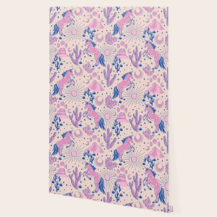 Desert Unicorn - pink and ultramarine  Wallpaper Gallery Image 2