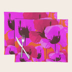 Pink And Red Poppies On A Orange Background - Summer Juicy Color Palette Retro Mood #decor #society6 Placemat Gallery Image 1