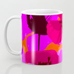 Pink And Red Poppies On A Orange Background - Summer Juicy Color Palette Retro Mood #decor #society6 Coffee Mug Gallery Image 3