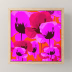 Pink And Red Poppies On A Orange Background - Summer Juicy Color Palette Retro Mood #decor #society6 Mini Art Print Gallery Image 1