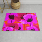 Pink And Red Poppies On A Orange Background - Summer Juicy Color Palette Retro Mood #decor #society6 Rug Gallery Image 1