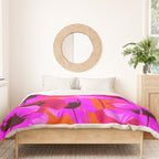 Pink And Red Poppies On A Orange Background - Summer Juicy Color Palette Retro Mood #decor #society6 Duvet Cover Gallery Image 3