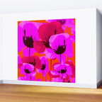 Pink And Red Poppies On A Orange Background - Summer Juicy Color Palette Retro Mood #decor #society6 Wall Mural Gallery Image 2