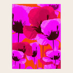 Pink And Red Poppies On A Orange Background - Summer Juicy Color Palette Retro Mood #decor #society6 Poster Gallery Image 4