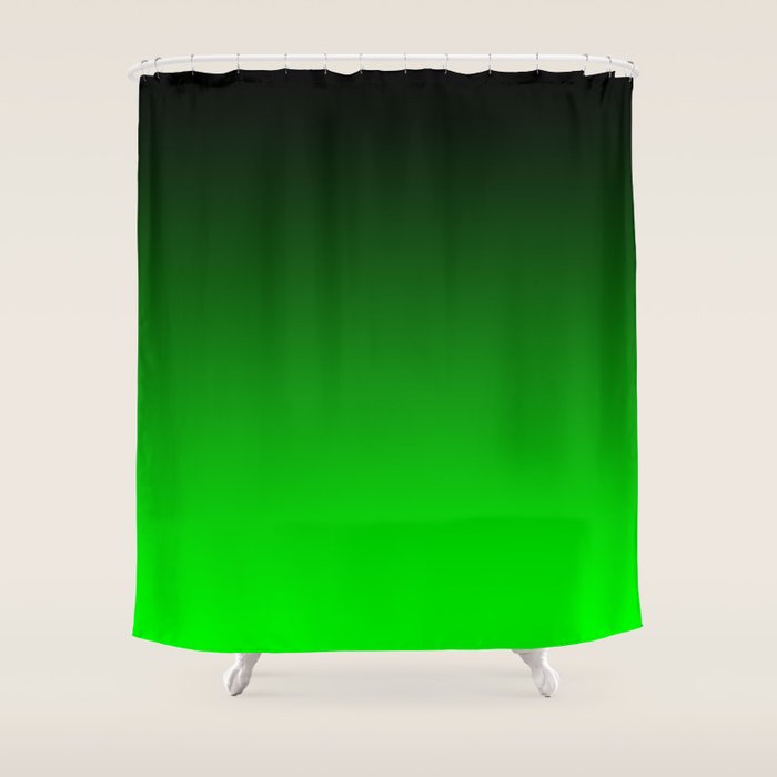 Black Lime Green Neon Nights Ombre Shower Curtain Gallery Image 1
