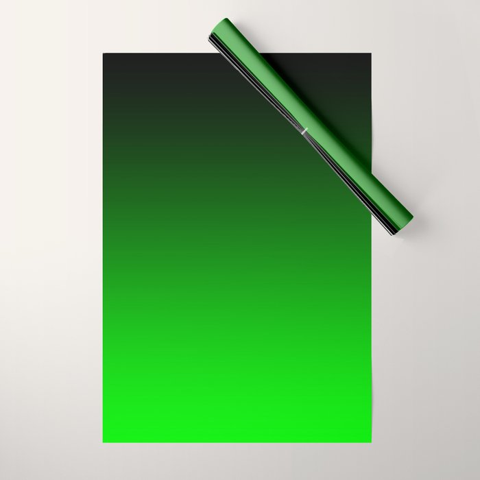 Black Lime Green Neon Nights Ombre Wrapping Paper Gallery Image 1