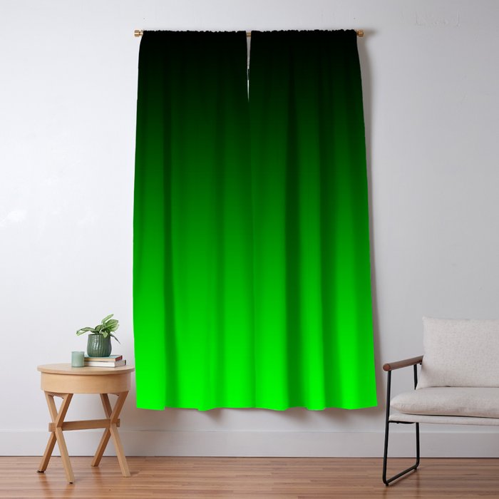 Black Lime Green Neon Nights Ombre Window Curtain Gallery Image 5