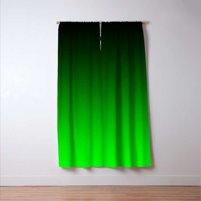 Black Lime Green Neon Nights Ombre Window Curtain Gallery Image 3