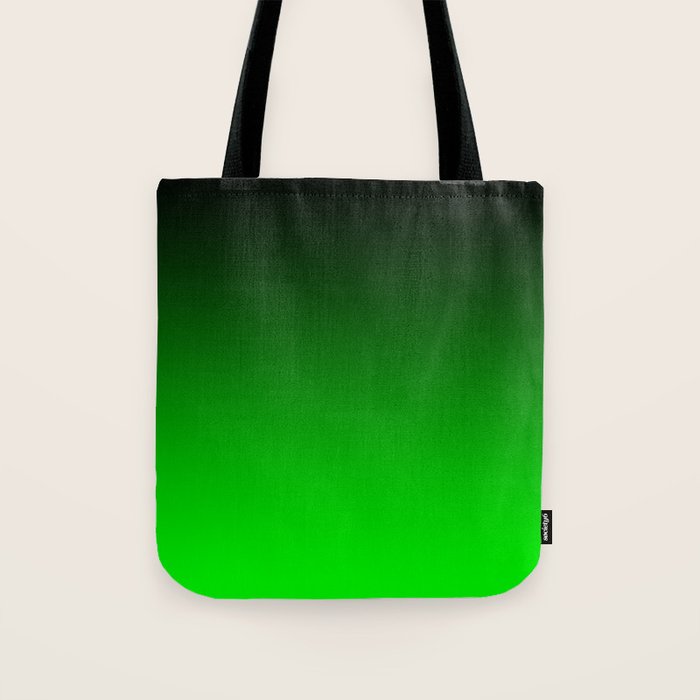 Black Lime Green Neon Nights Ombre Tote Bag Gallery Image 1