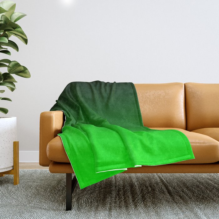 Black Lime Green Neon Nights Ombre Throw Blanket Gallery Image 1