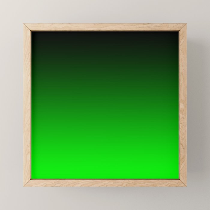 Black Lime Green Neon Nights Ombre Mini Art Print Gallery Image 1