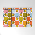 Rainbow Happy Face Checkered Print Welcome Mat Gallery Image 1