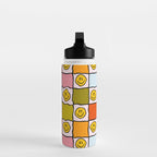 Rainbow Happy Face Checkered Print Water Bottle Gallery Image 3