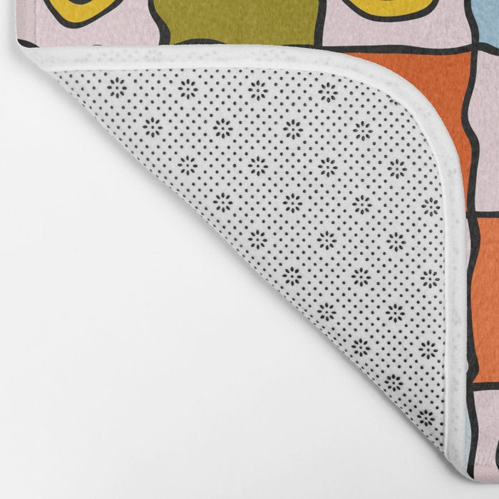 Rainbow Happy Face Checkered Print Bath Mat Gallery Image 2
