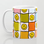 Rainbow Happy Face Checkered Print Coffee Mug Gallery Image 3