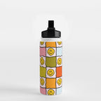 Rainbow Happy Face Checkered Print Water Bottle Gallery Image 2