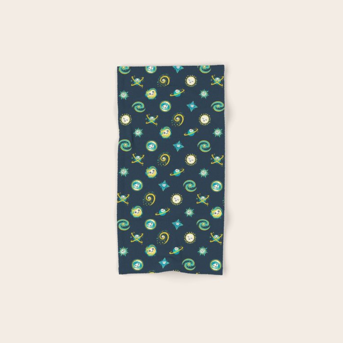 Pastel space pattern - dark Bath Towel Gallery Image 1
