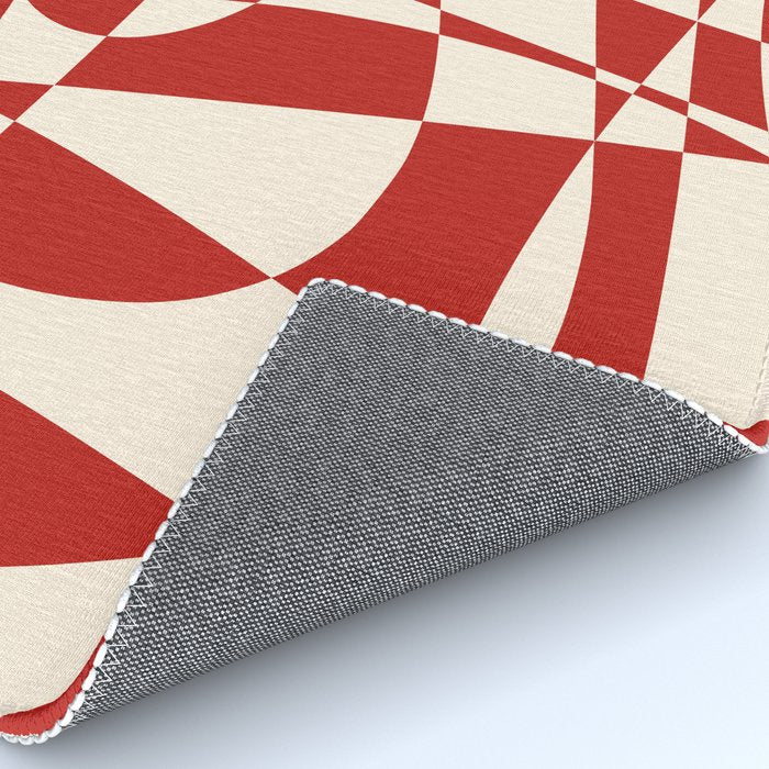 Deconstructed Harlequin Midcentury Modern Abstract Pattern in Retro Red and Almond Cream Rug Gallery Image 4