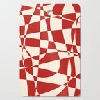 Deconstructed Harlequin Midcentury Modern Abstract Pattern in Retro Red and Almond Cream Cutting Board Gallery Image 1