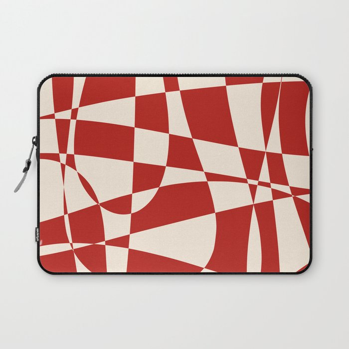 Deconstructed Harlequin Midcentury Modern Abstract Pattern in Retro Red and Almond Cream Laptop Sleeve Gallery Image 1