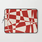 Deconstructed Harlequin Midcentury Modern Abstract Pattern in Retro Red and Almond Cream Laptop Sleeve Gallery Image 1