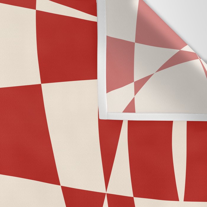 Deconstructed Harlequin Midcentury Modern Abstract Pattern in Retro Red and Almond Cream Wall Tapestry Gallery Image 3