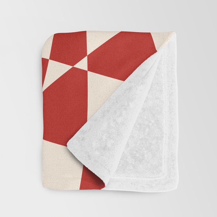 Deconstructed Harlequin Midcentury Modern Abstract Pattern in Retro Red and Almond Cream Throw Blanket Gallery Image 3