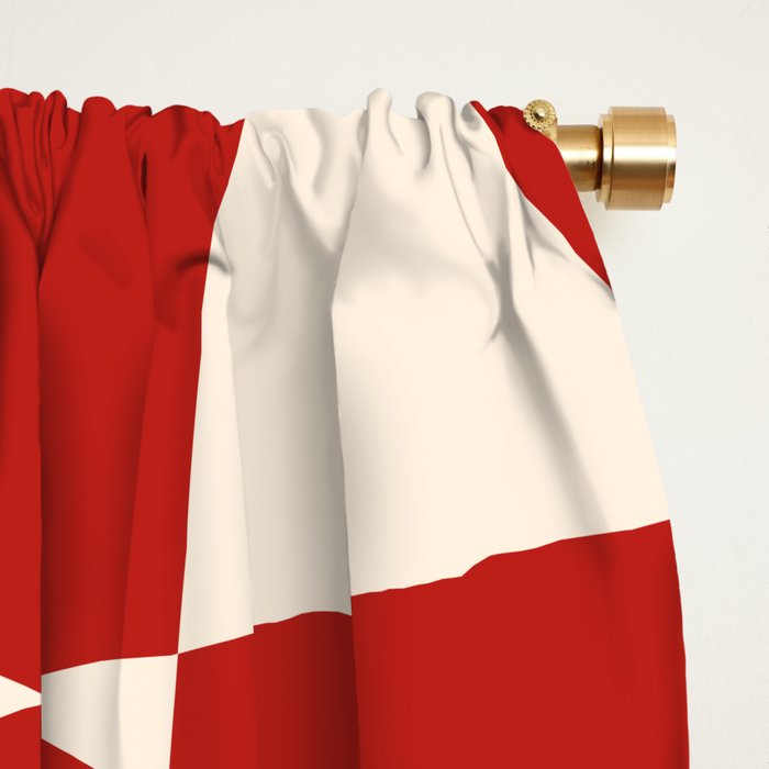 Deconstructed Harlequin Midcentury Modern Abstract Pattern in Retro Red and Almond Cream Window Curtain Gallery Image 2