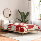 Deconstructed Harlequin Midcentury Modern Abstract Pattern in Retro Red and Almond Cream Comforter Gallery Image 2