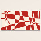Deconstructed Harlequin Midcentury Modern Abstract Pattern in Retro Red and Almond Cream Desk Mat Gallery Image 3