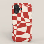 Deconstructed Harlequin Midcentury Modern Abstract Pattern in Retro Red and Almond Cream iPhone Case Gallery Image 1