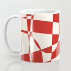 Deconstructed Harlequin Midcentury Modern Abstract Pattern in Retro Red and Almond Cream Coffee Mug Gallery Image 3