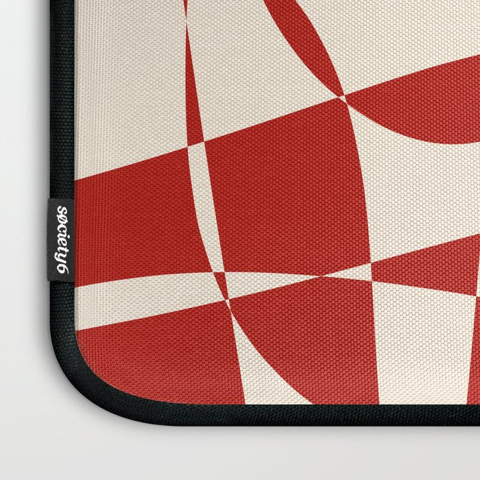 Deconstructed Harlequin Midcentury Modern Abstract Pattern in Retro Red and Almond Cream Laptop Sleeve Gallery Image 3
